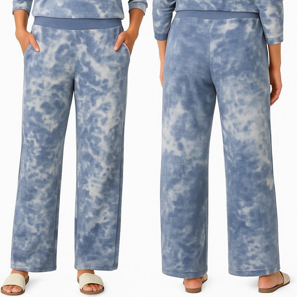 Logo Lounge by Lori Goldstein Tie Dye French Terry Pants Blue L